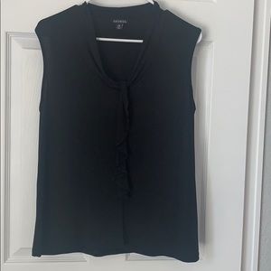 George sleeveless knit ruffle shell L